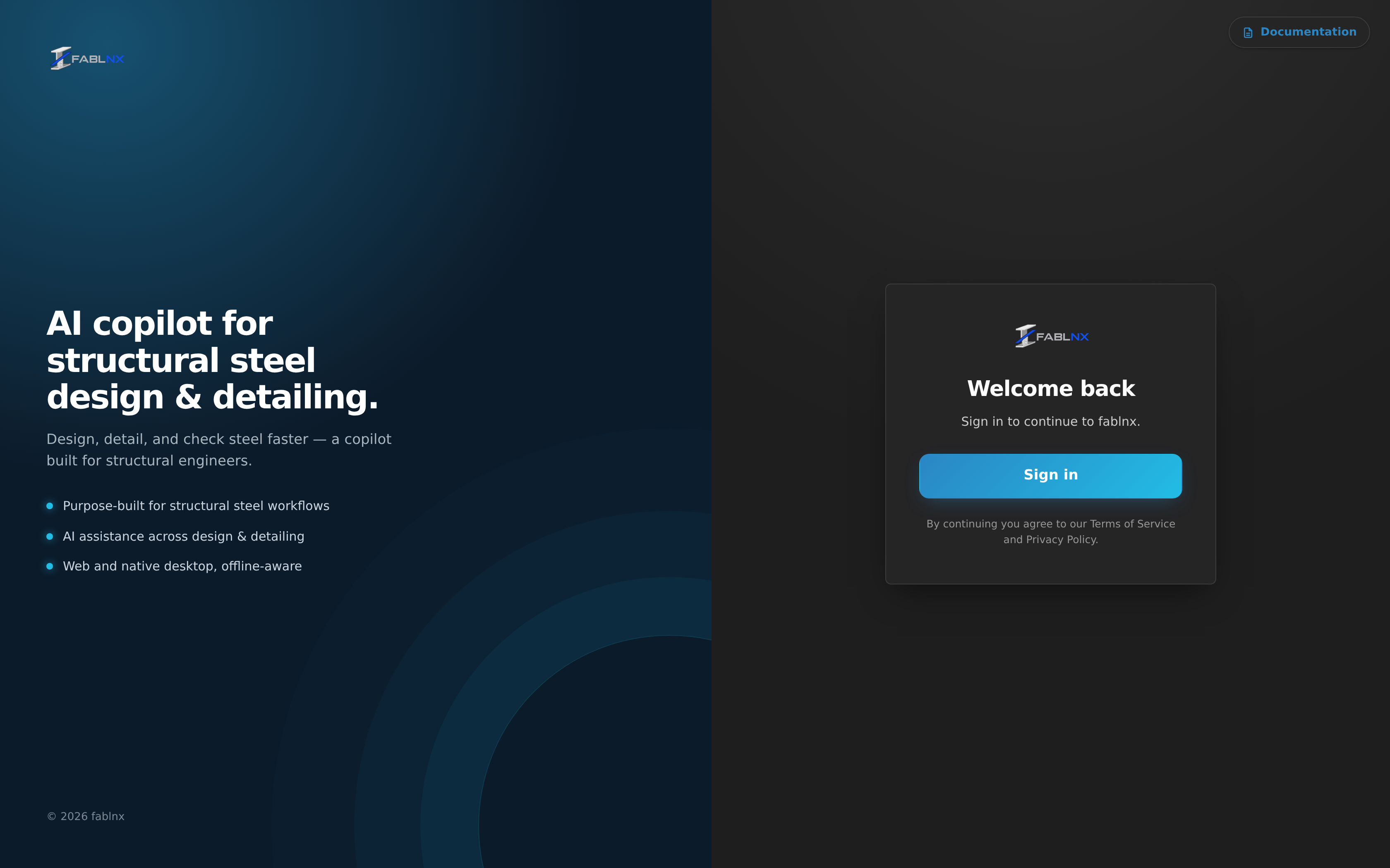 The Fablnx sign-in screen