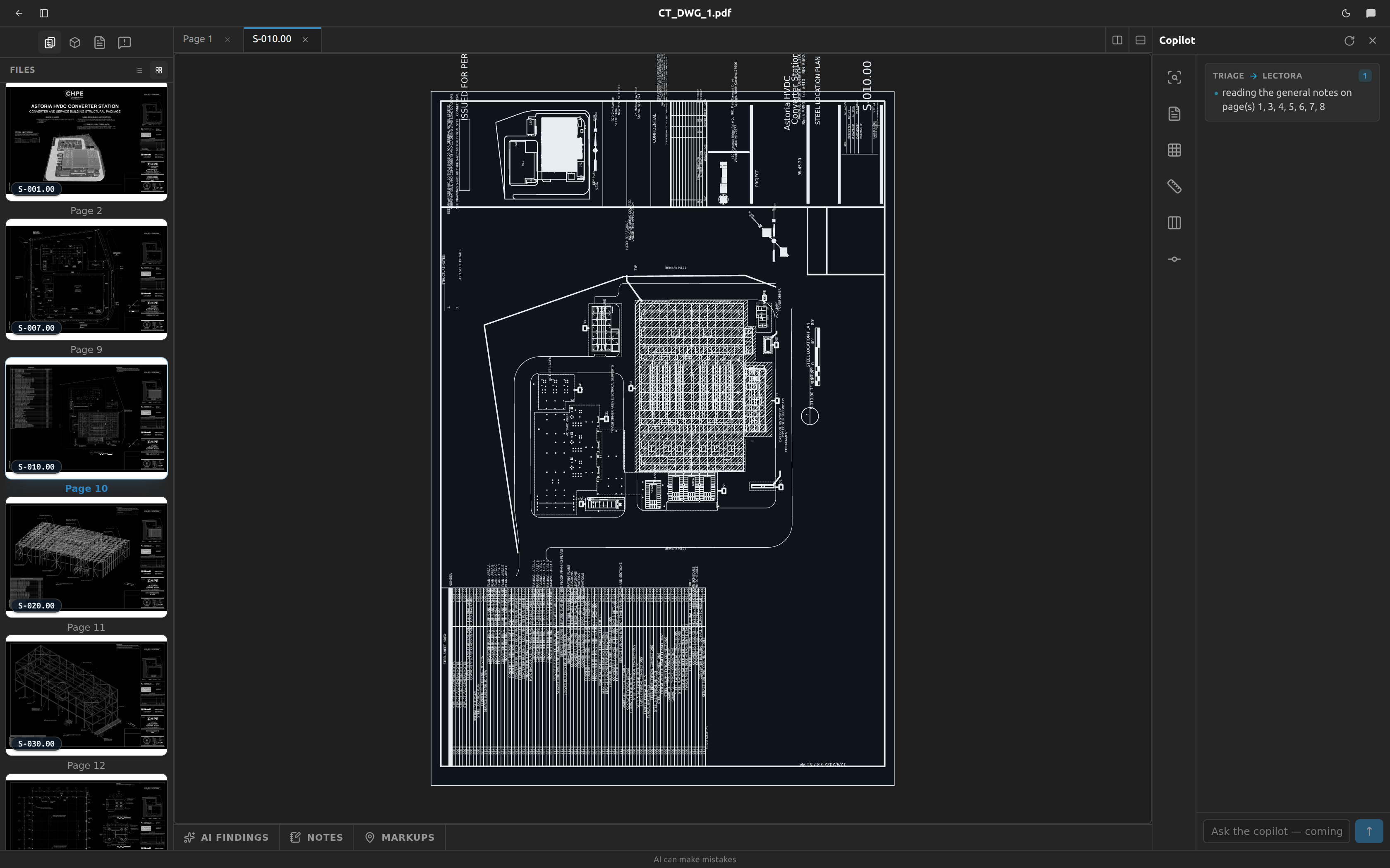 Page viewer — read any sheet, zoom, and mark it up